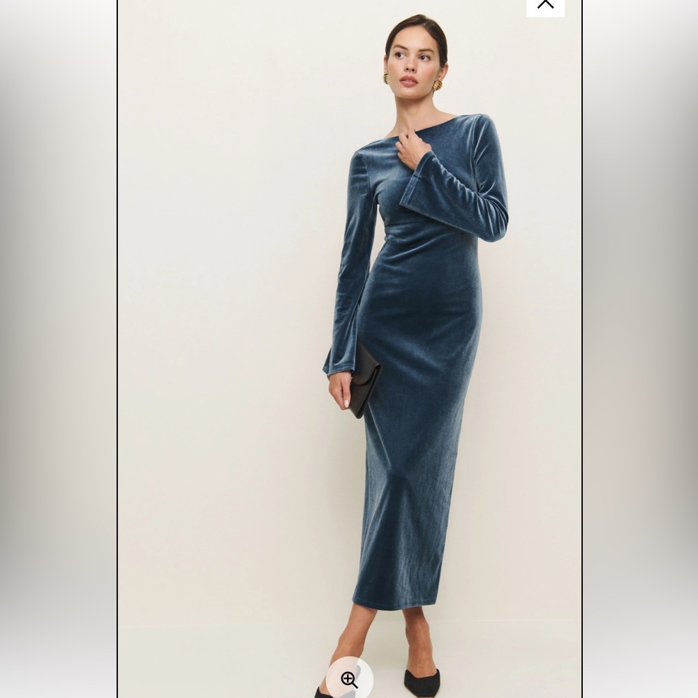 Reformation Delphina Knit Dress Fog Velvet XS